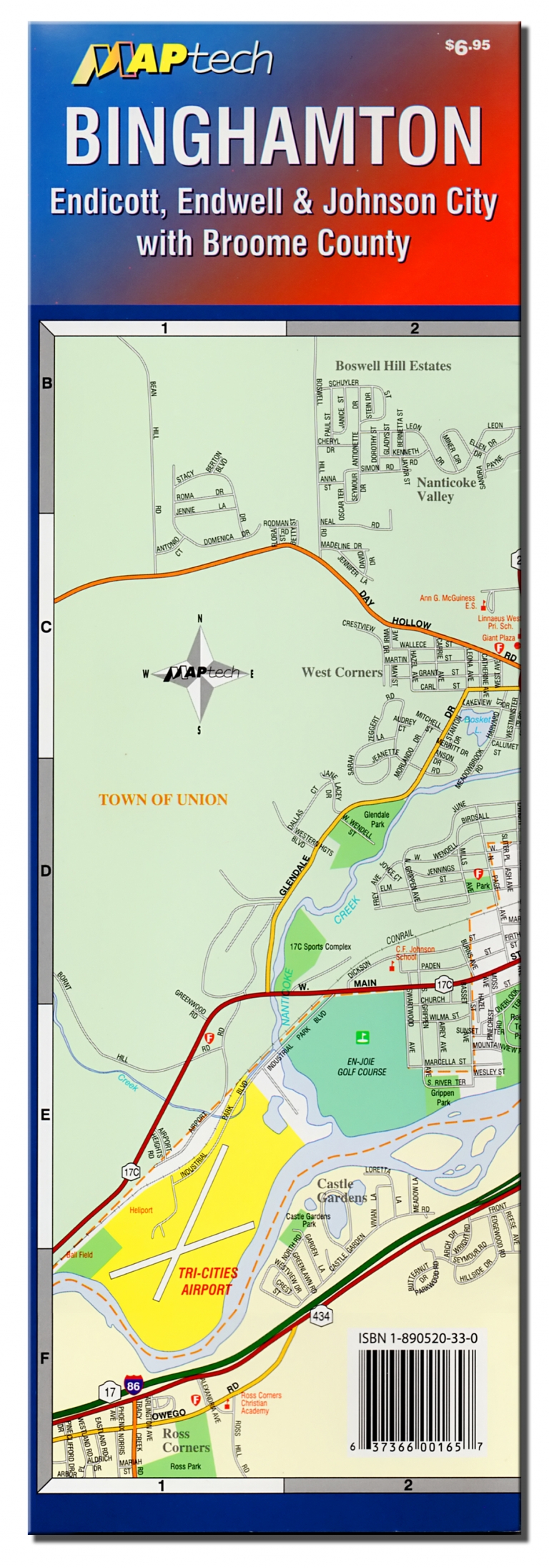 Binghamton & Broome County of New York State (Laminated) | The Map Source